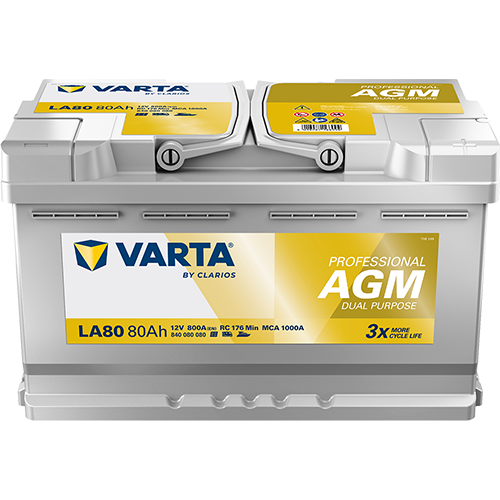 Varta LA80 - Autobatterie Professional AGM 12V / 80Ah / 800A